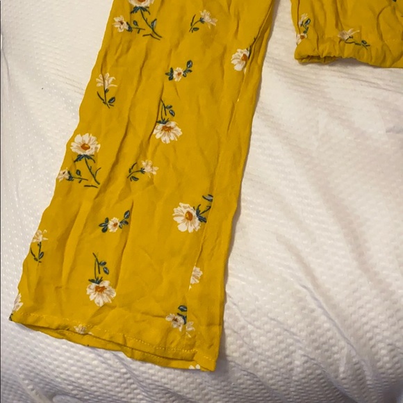 PacSun Tops Mustard Yellow Floral Off The Shoulder Croptop Poshmark